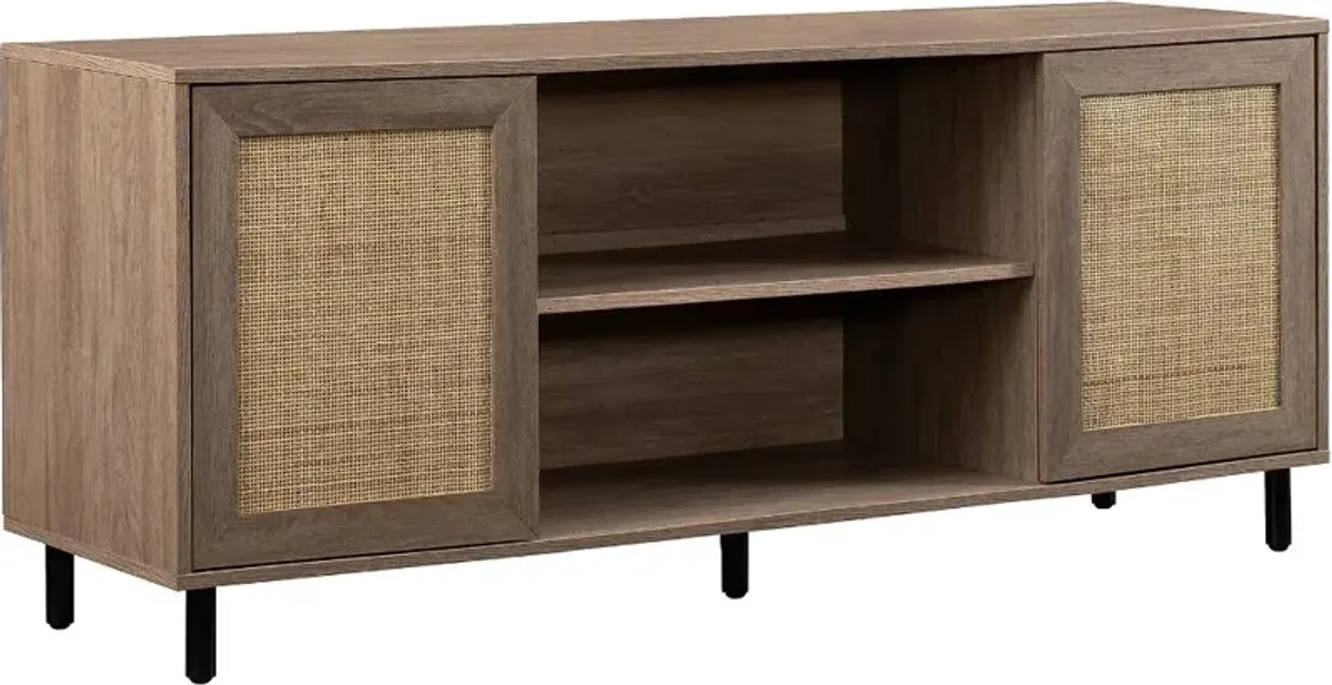 Jillian Driftwood Rattan-Door 58" TV Stand