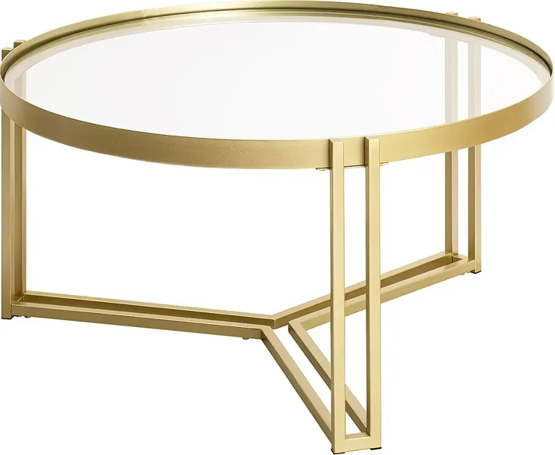 Kendall Glam Gold Metal and Glass Coffee Table