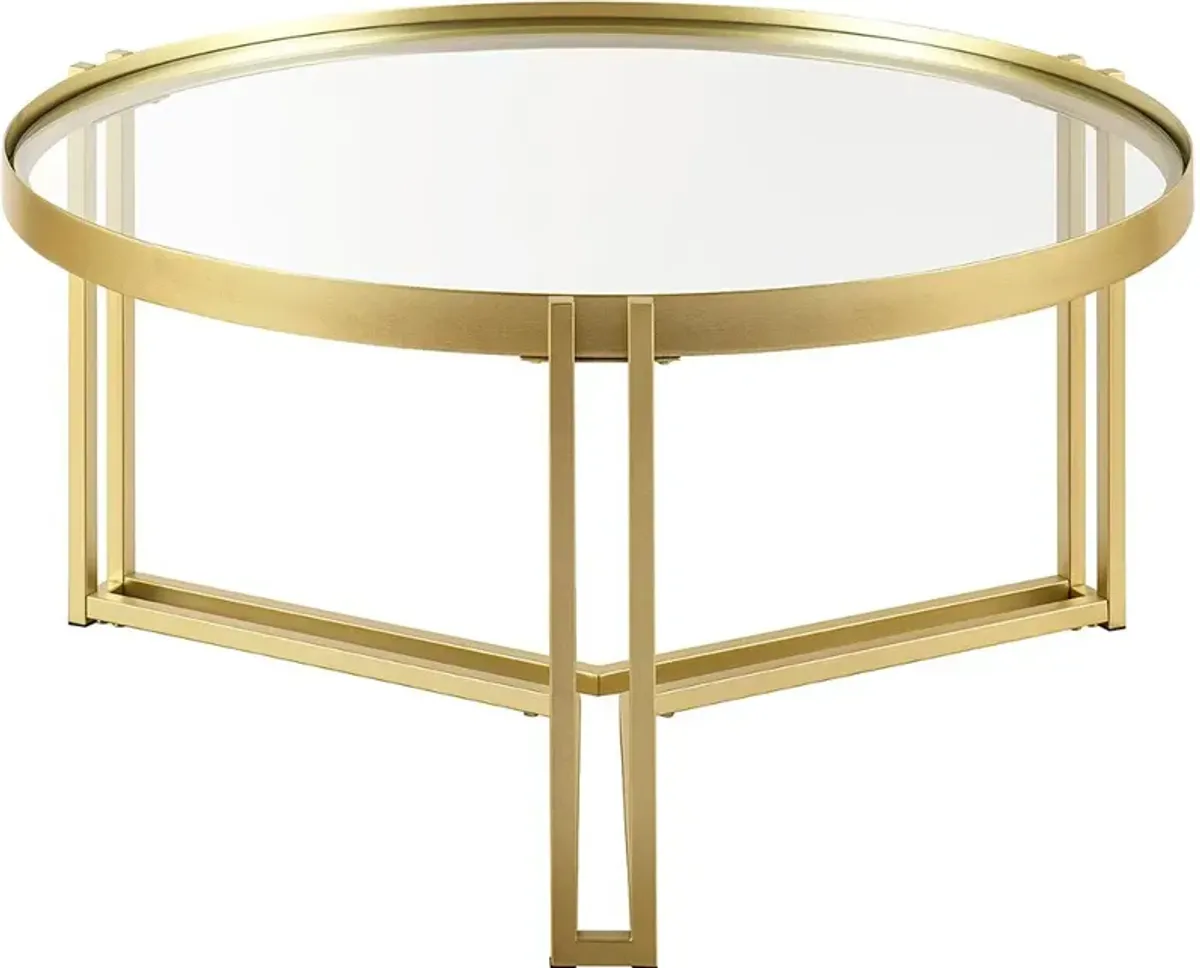 Kendall Glam Gold Metal and Glass Coffee Table