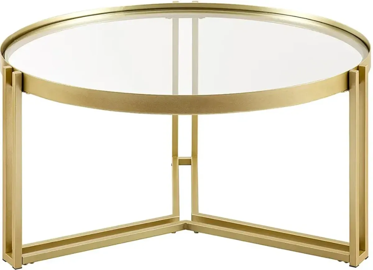 Kendall Glam Gold Metal and Glass Coffee Table