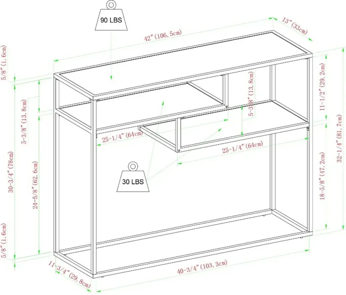 Maya Dark Walnut Floating Shelf Entryway Table