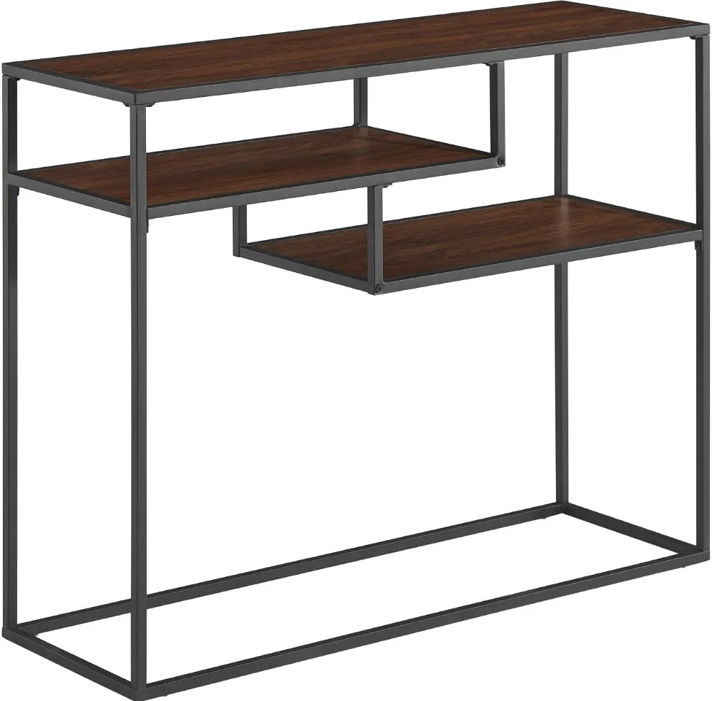 Maya Dark Walnut Floating Shelf Entryway Table