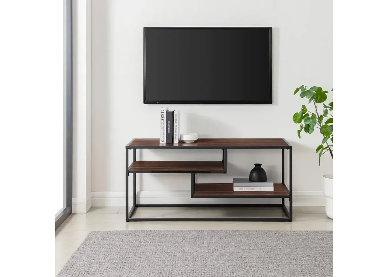 Maya 40" Dark Walnut Floating Shelf TV Stand