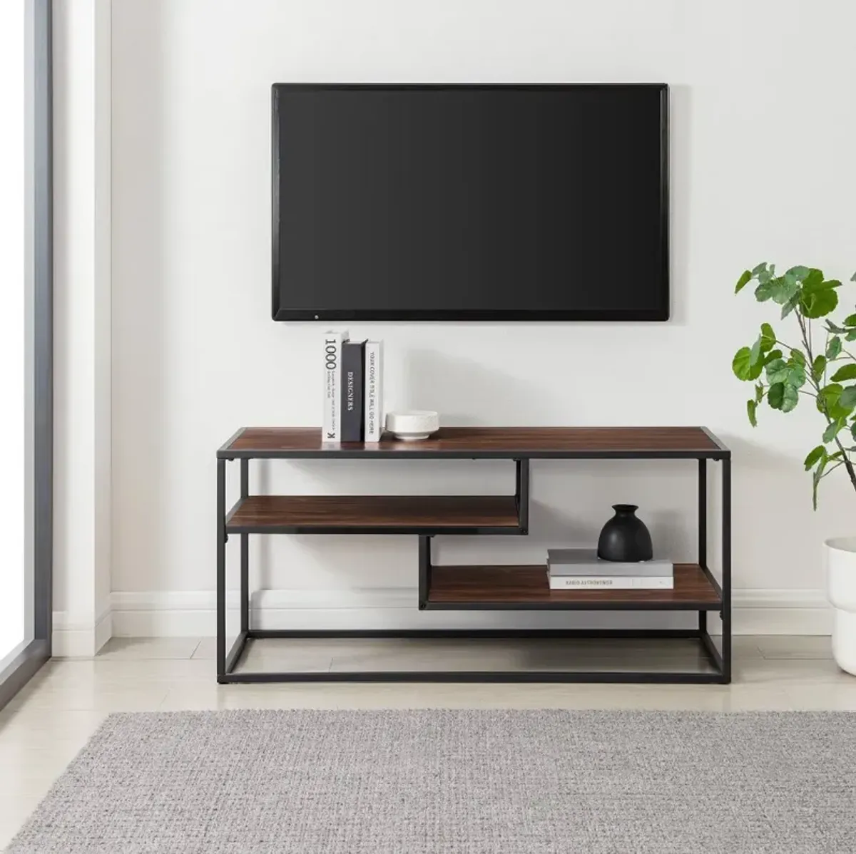 Maya 40" Dark Walnut Floating Shelf TV Stand