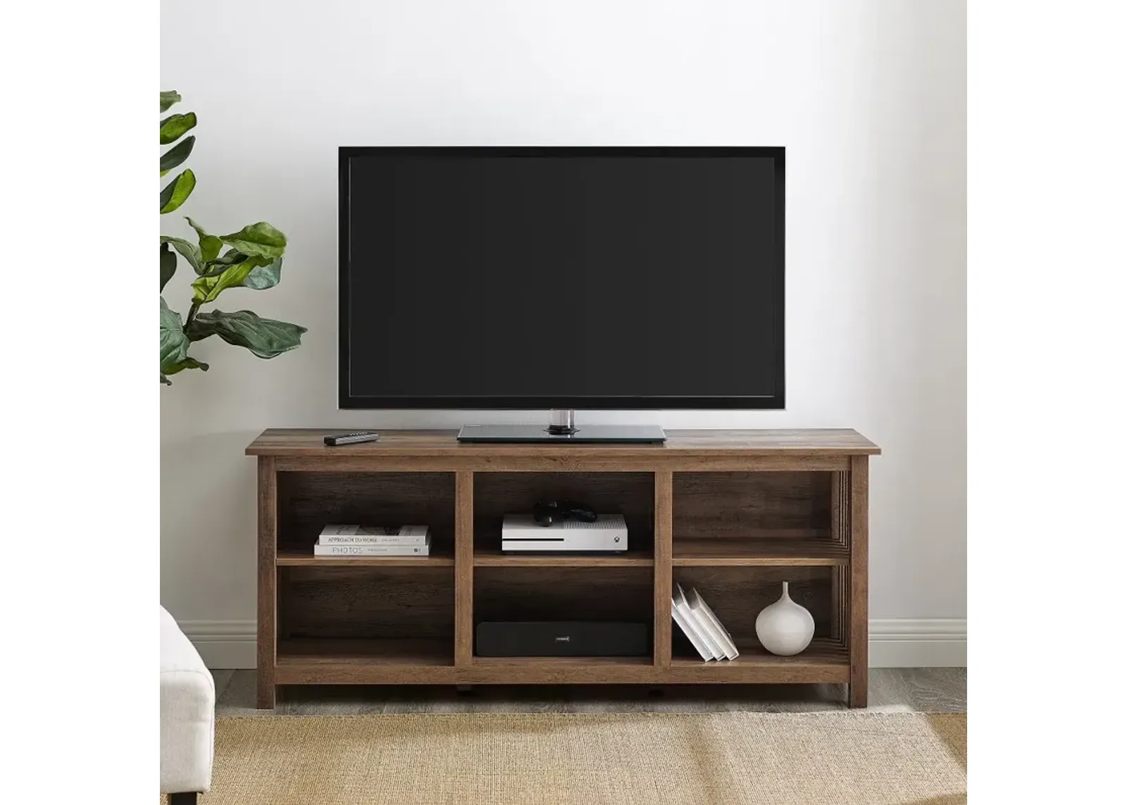 Mission Rustic Oak Slatted Side 58" TV Stand