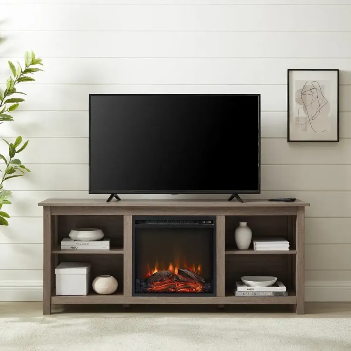 Mission Driftwood 58" Fireplace TV Stand