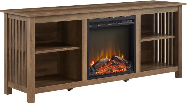 Mission Rustic Oak 58" Fireplace TV Stand