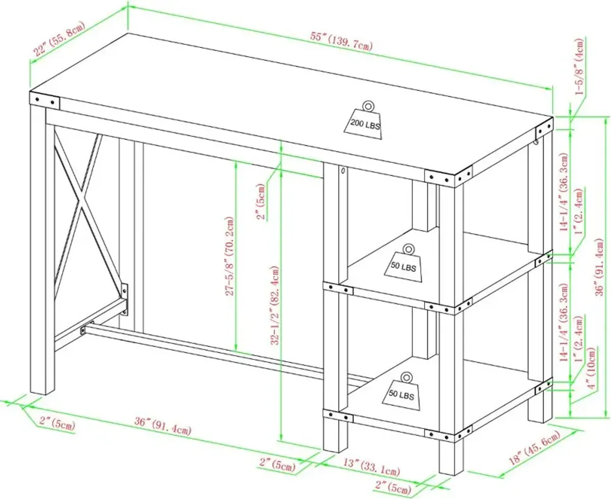 Metal X Gray Wash Wood Storage Island