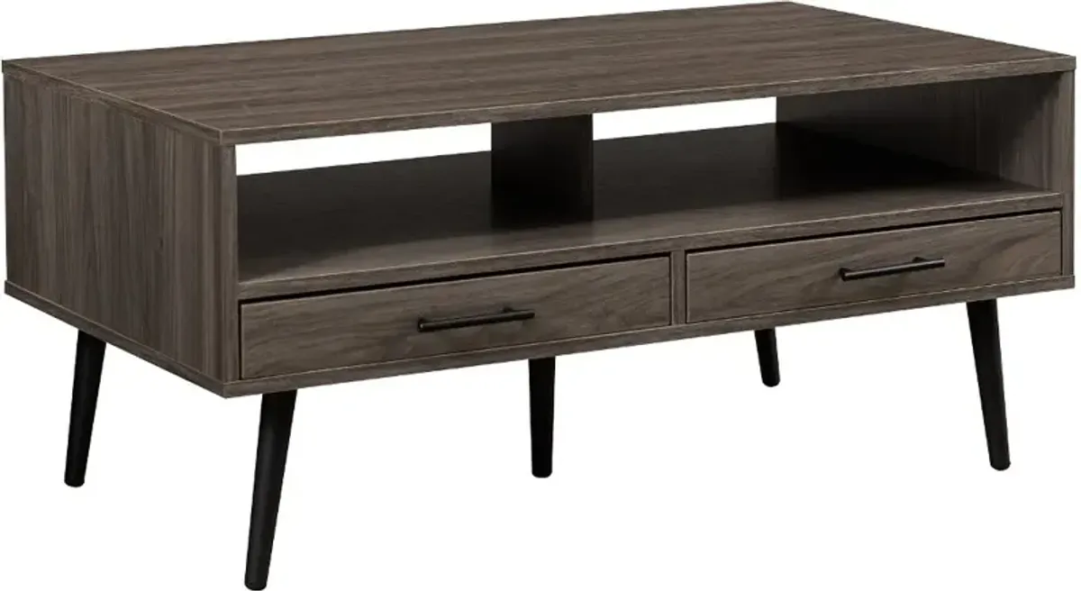 Nora Slate Gray Coffee Table with Drawers