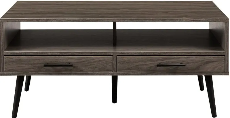 Nora Slate Gray Coffee Table with Drawers