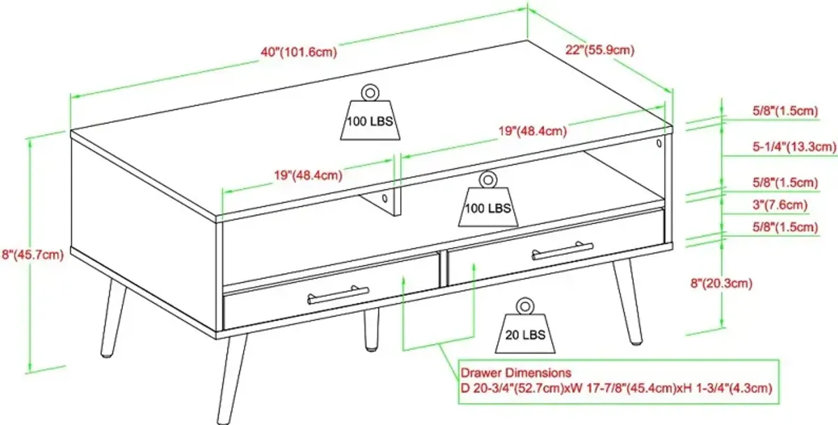 Nora Slate Gray Coffee Table with Drawers