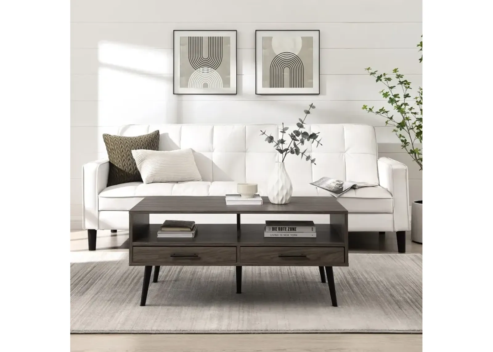 Nora Slate Gray Coffee Table with Drawers