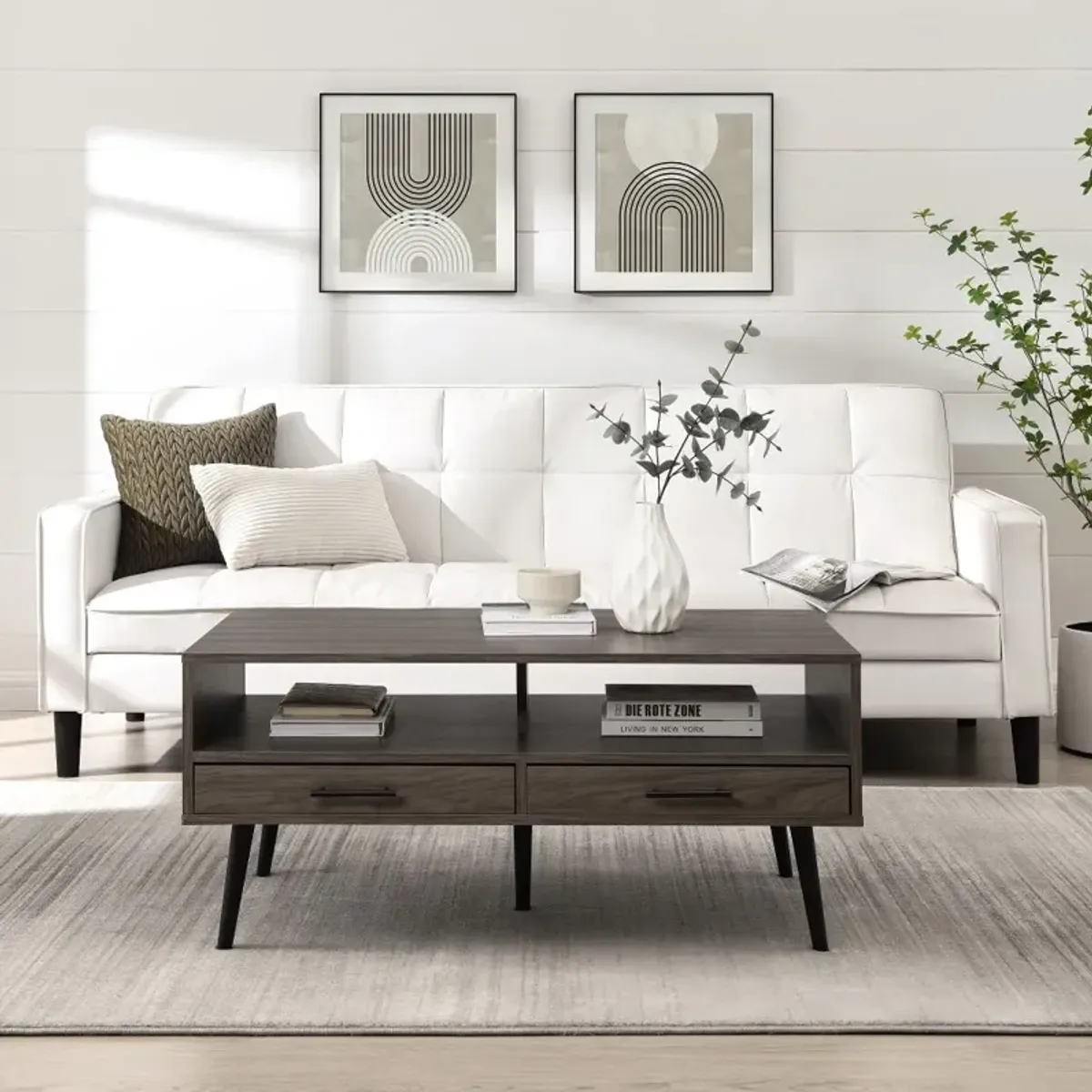 Nora Slate Gray Coffee Table with Drawers