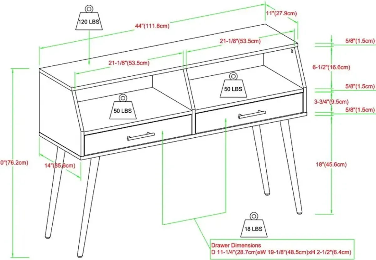 Nora Dark Walnut Entry Table with Drawers