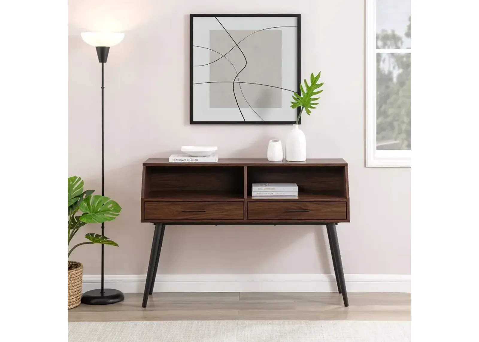 Nora Dark Walnut Entry Table with Drawers