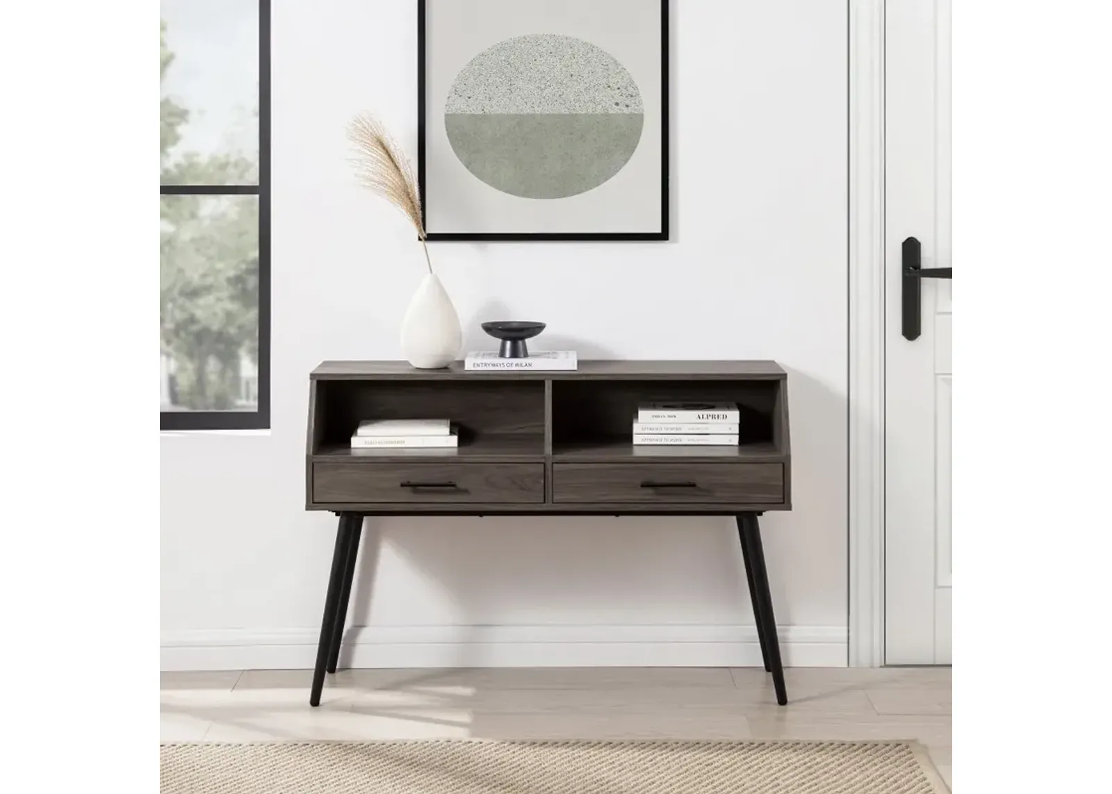 Nora Slate Gray Entry Table with Drawers