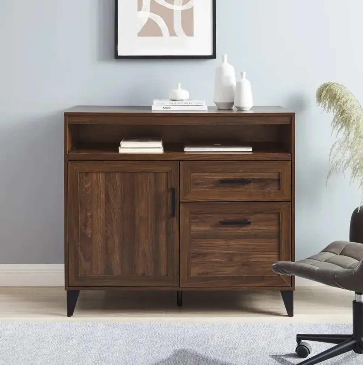 Norman Dark Walnut Secretary Desk with Keyboard Tray