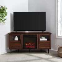 Owen Dark Walnut 54" Corner TV Stand with Fireplace