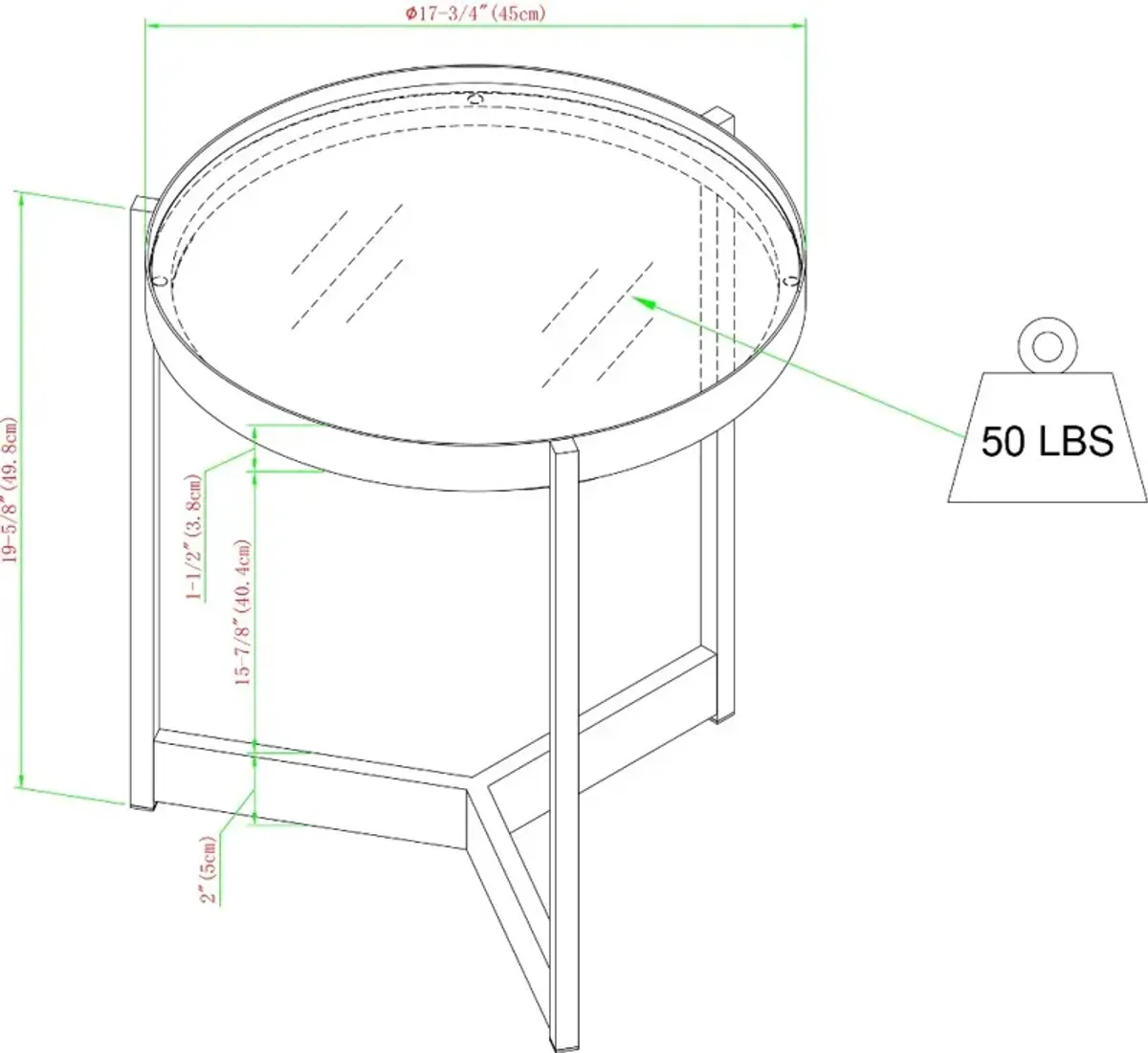 Rhonda Smoked Glass Tray-Top Round Side Table