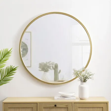 Gold 36" Double Ribbed Frame Wall Mirror