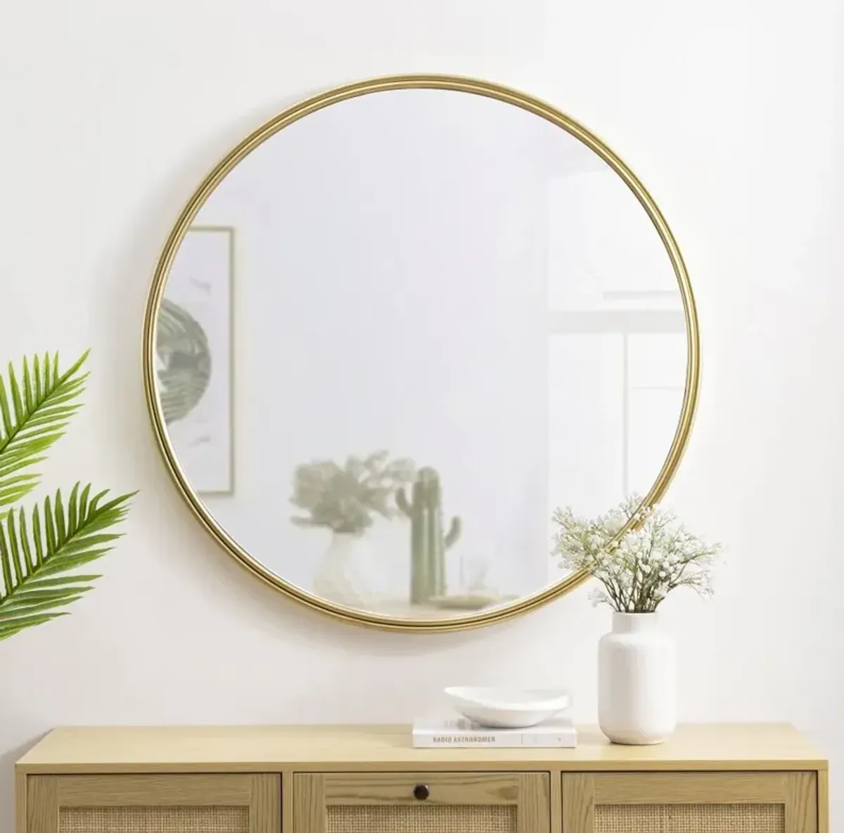 Gold 36" Double Ribbed Frame Wall Mirror