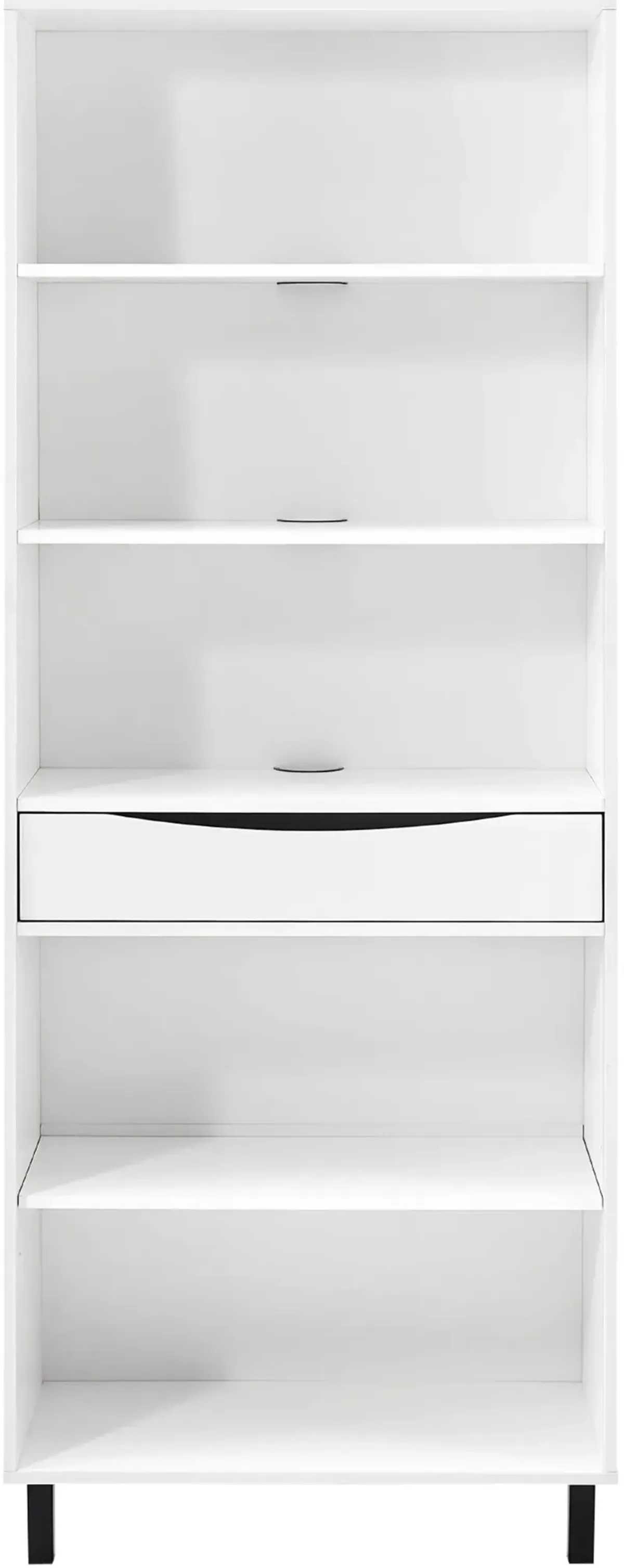 Ryder White 5-Shelf Bookcase with Drawer