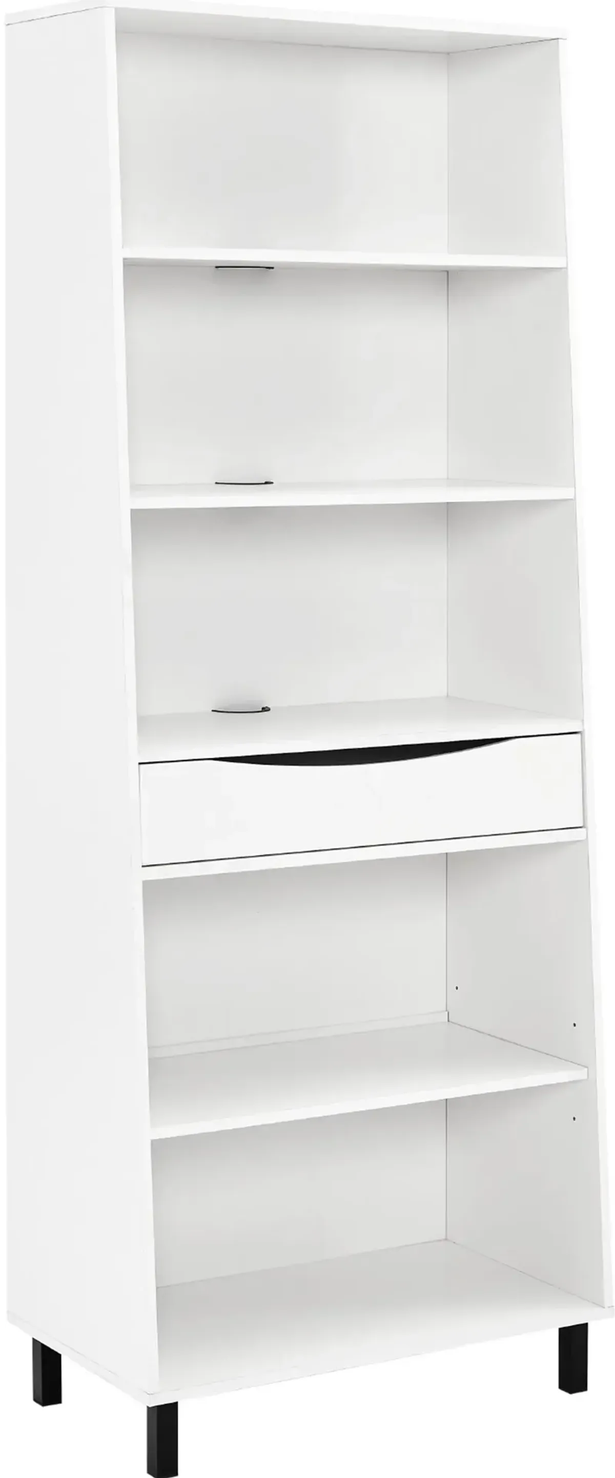 Ryder White 5-Shelf Bookcase with Drawer