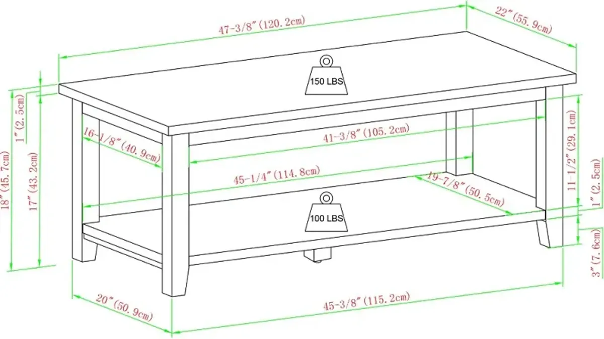 Simplicity White 48" Coffee Table