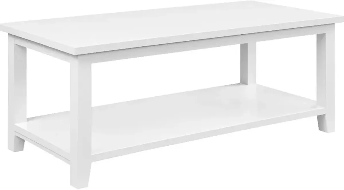 Simplicity White 48" Coffee Table