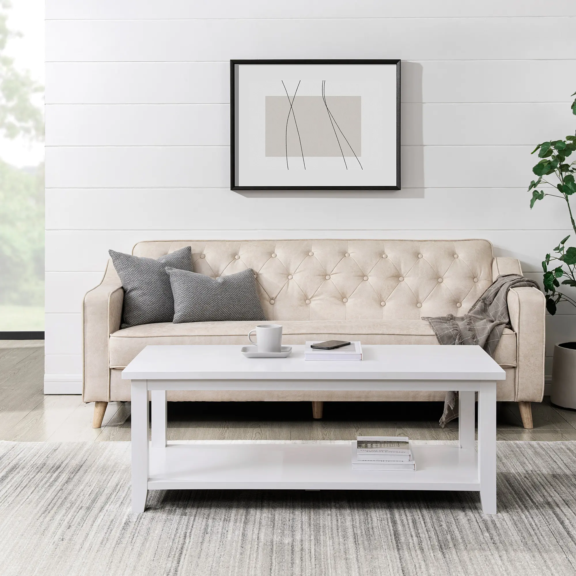 Simplicity White 48" Coffee Table