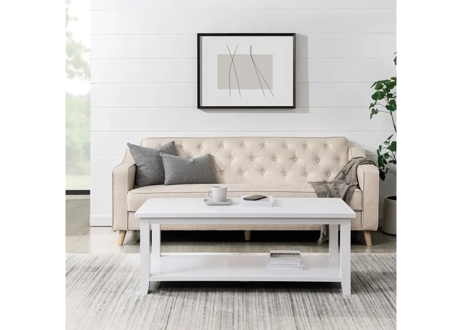 Simplicity White 48" Coffee Table