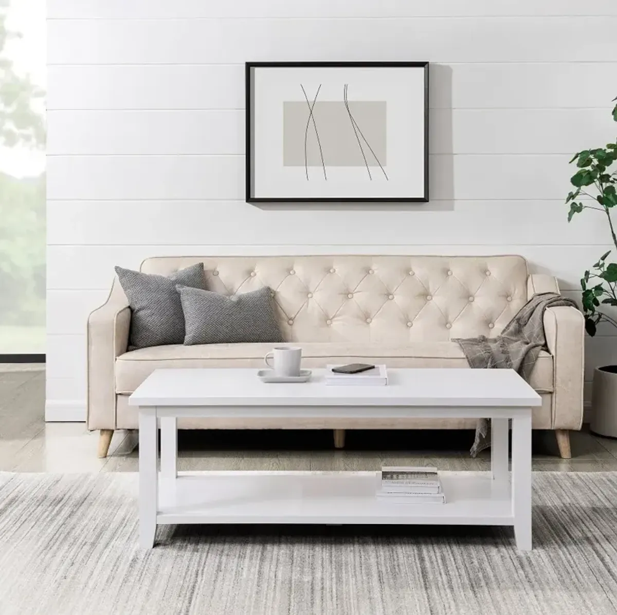 Simplicity White 48" Coffee Table