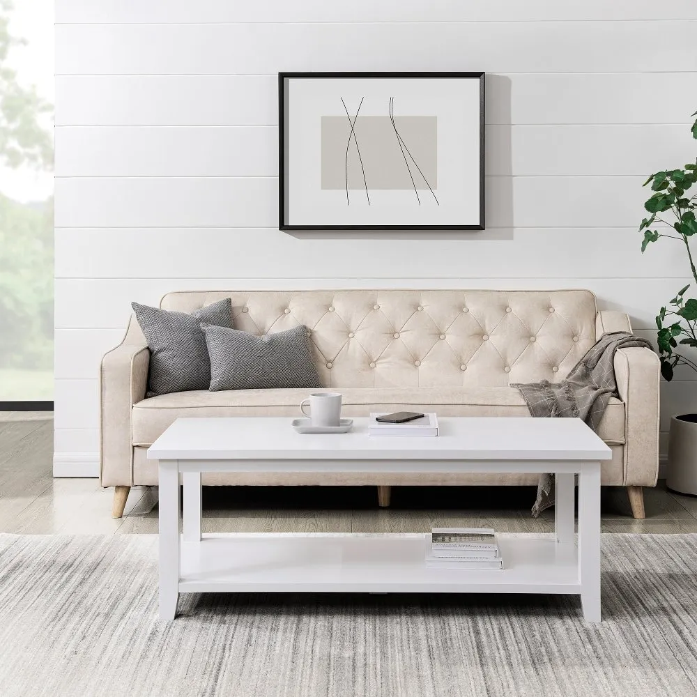 Simplicity White 48" Coffee Table