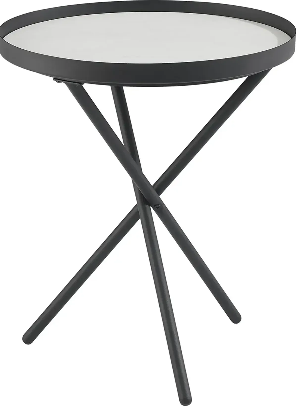 Trebent Faux Marble & Black Round Side Table