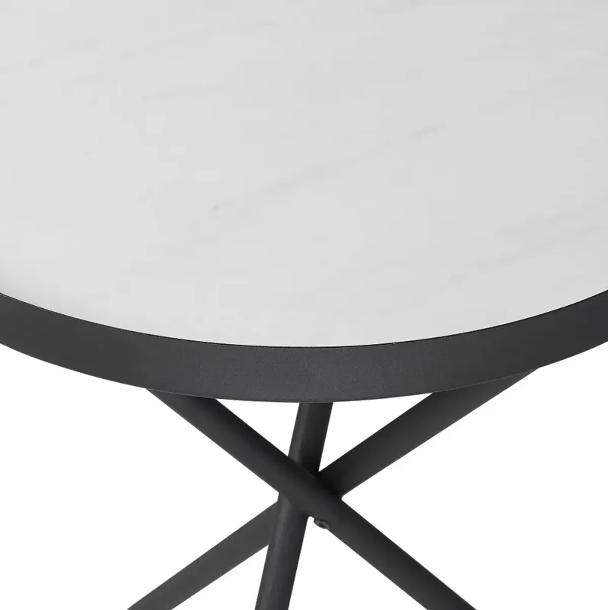 Trebent Faux Marble & Black Round Side Table