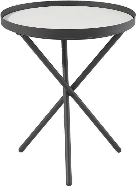 Trebent Faux Marble & Black Round Side Table