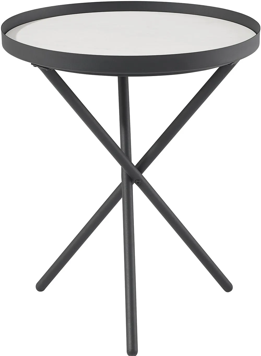 Trebent Faux Marble & Black Round Side Table