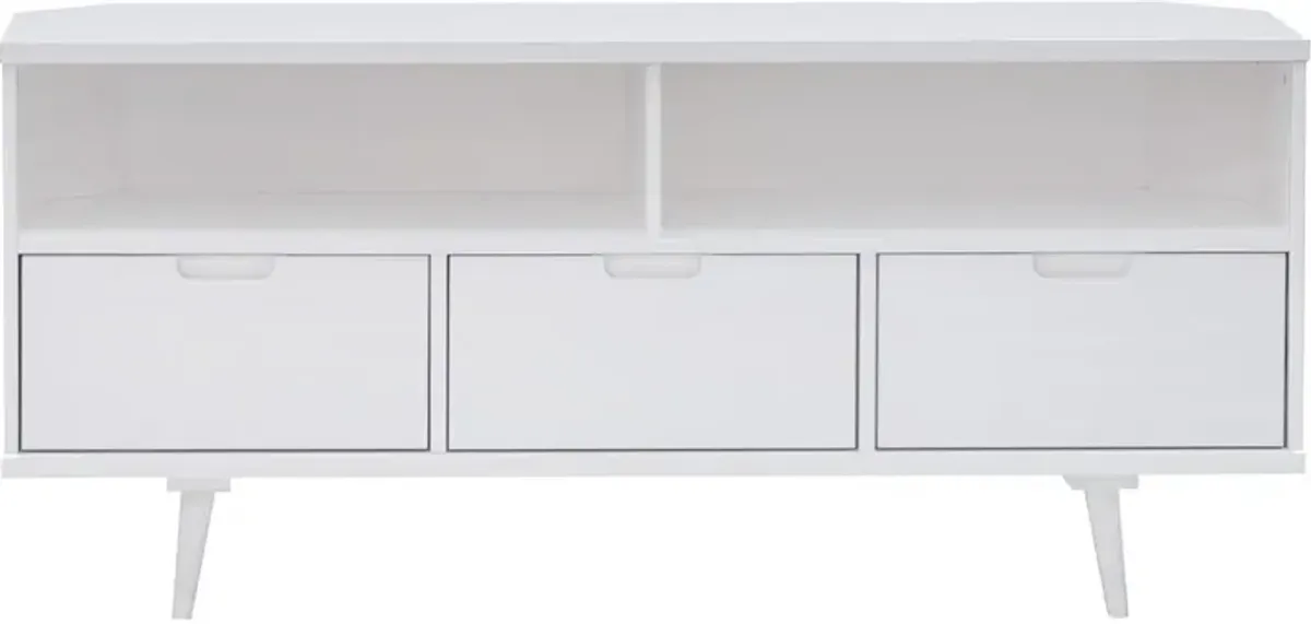 Ivy Mid Century 52" White Corner TV Stand