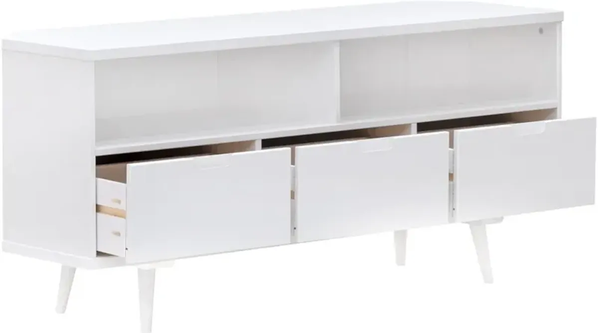 Ivy Mid Century 52" White Corner TV Stand