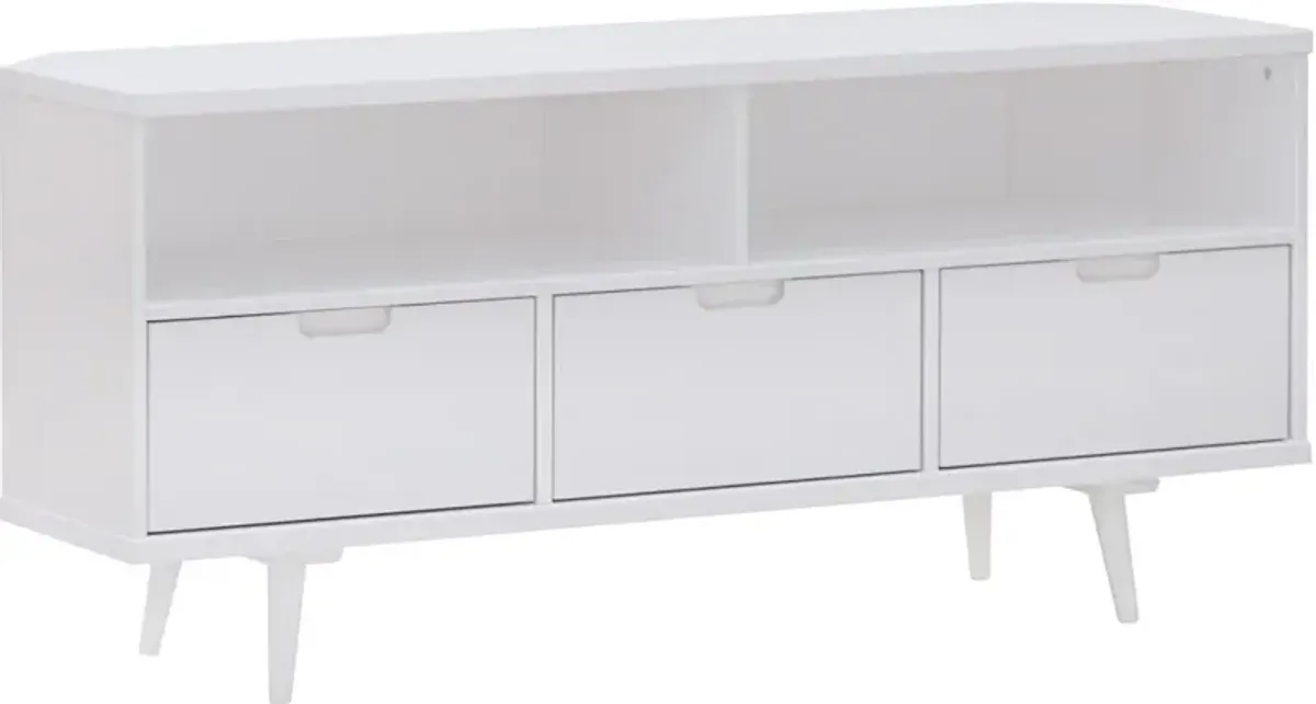 Ivy Mid Century 52" White Corner TV Stand