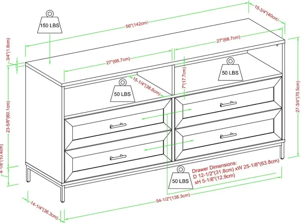 Chevy Birch 56" 4-Drawer TV Stand