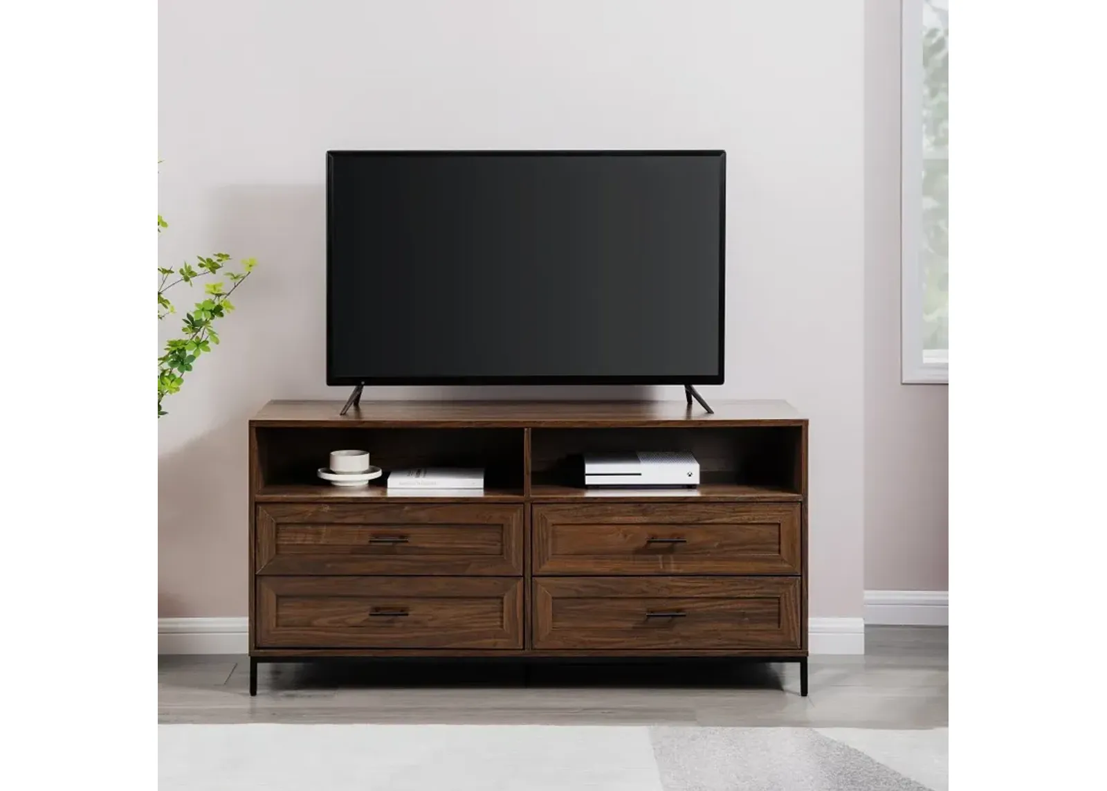 Chevy Dark Walnut 56" 4-Drawer TV Stand