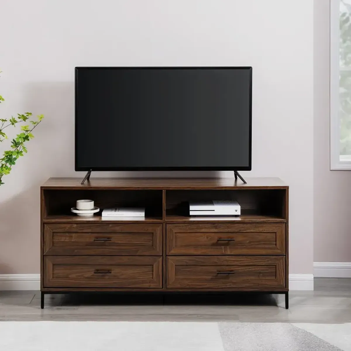 Chevy Dark Walnut 56" 4-Drawer TV Stand