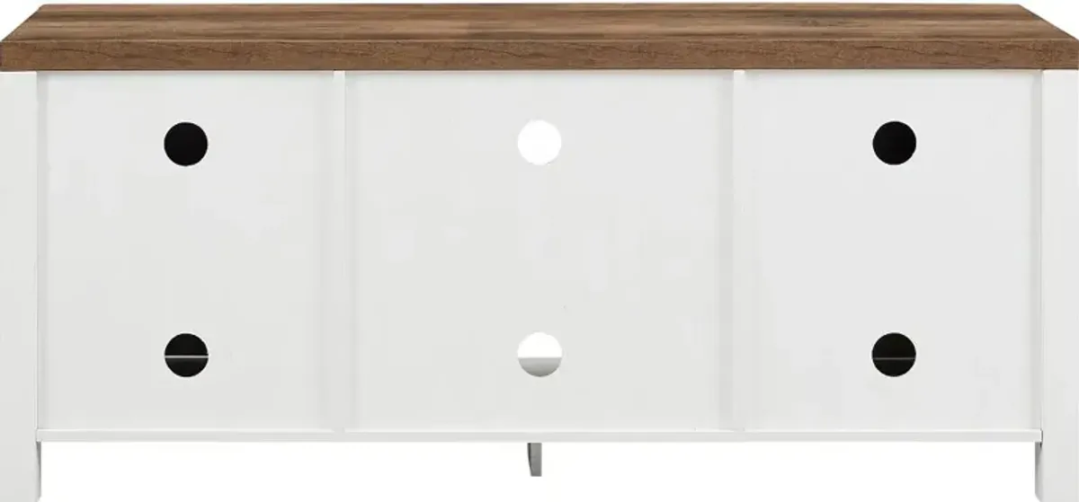 Barn Door Modern Farmhouse White & Oak 59" TV Stand