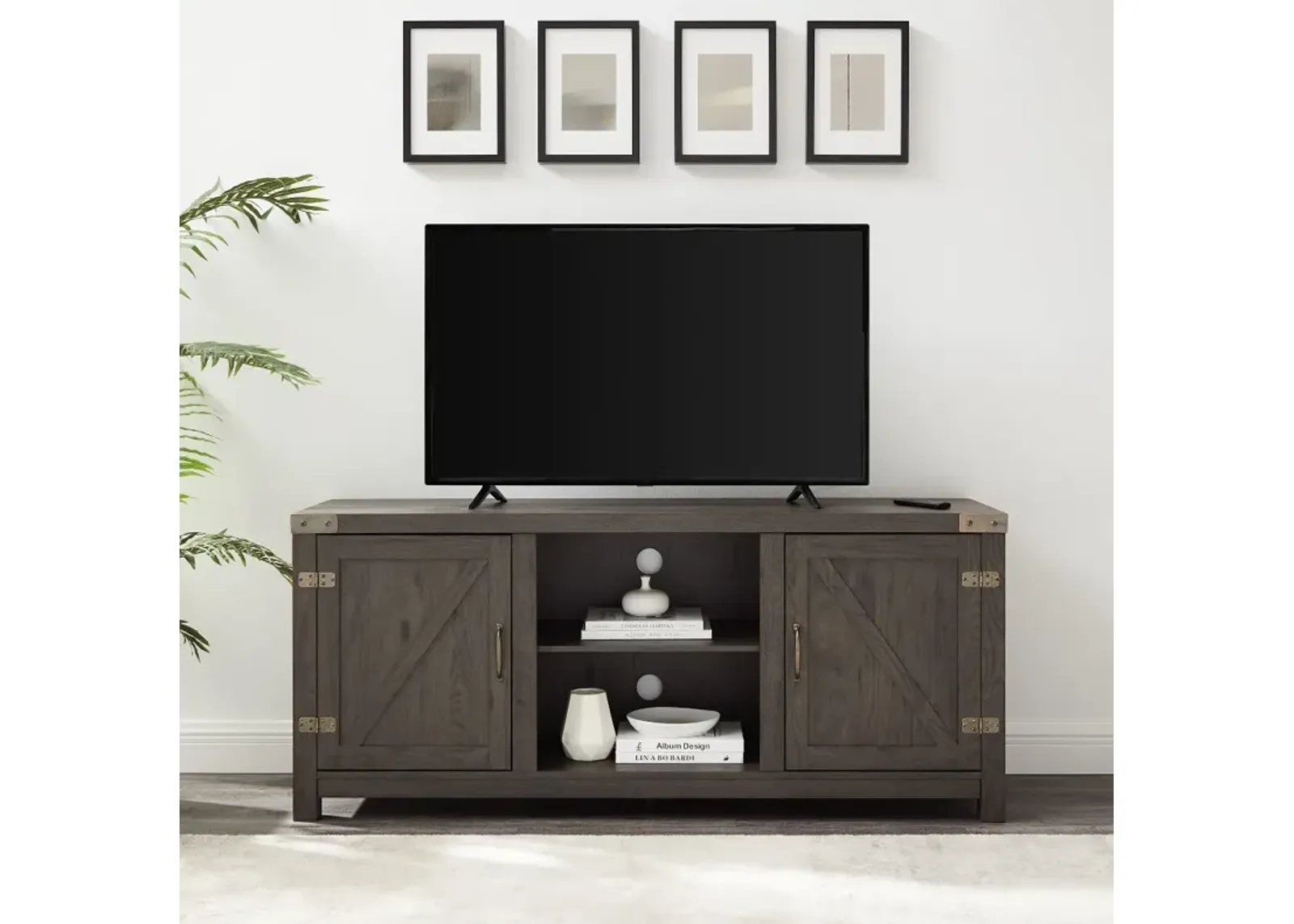 Barn Door Modern Farmhouse Sable Gray 59" TV Stand