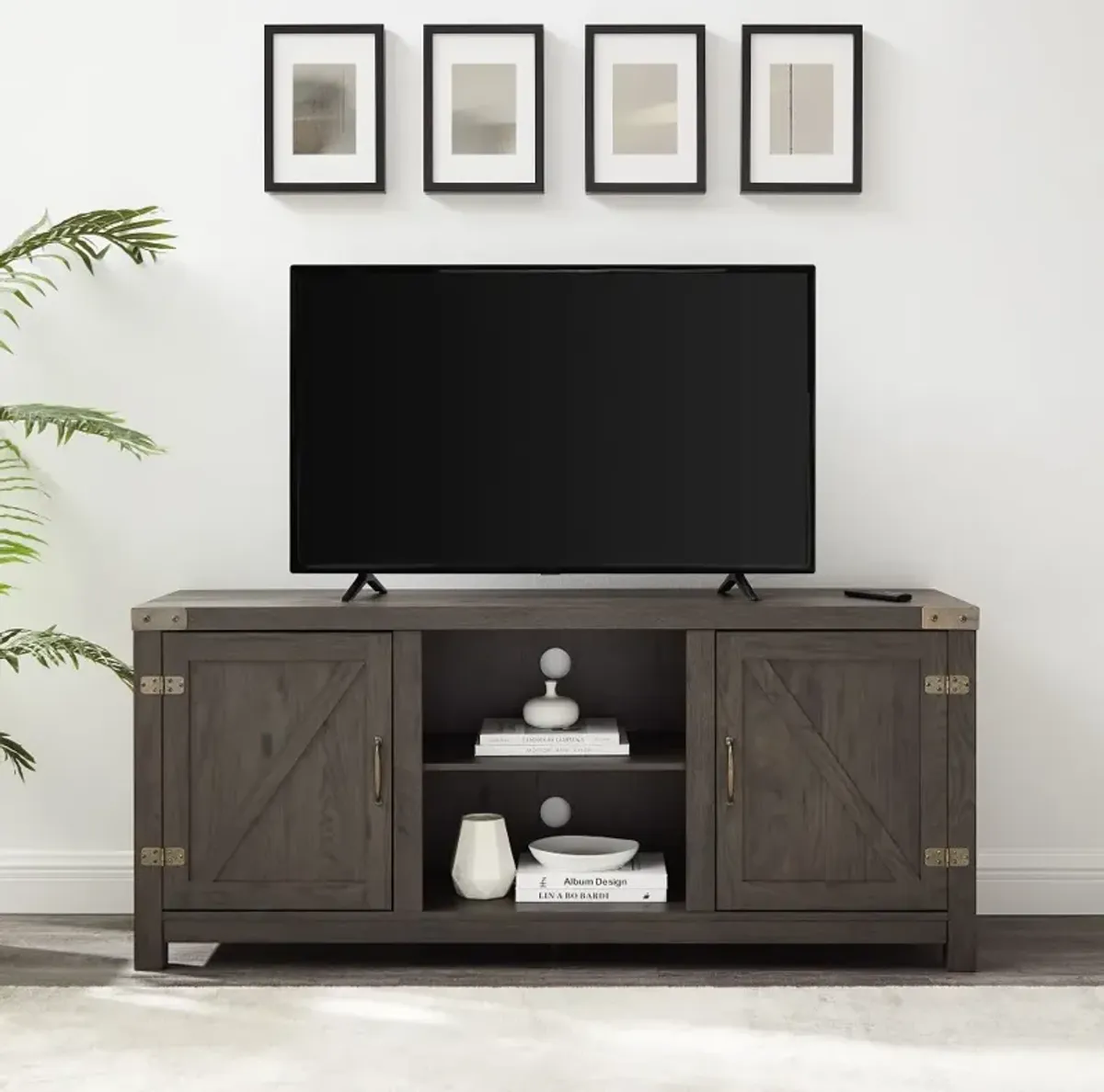 Barn Door Modern Farmhouse Sable Gray 59" TV Stand