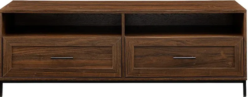 Chevy Dark Walnut 56" 2-Drawer Low Profile TV Stand