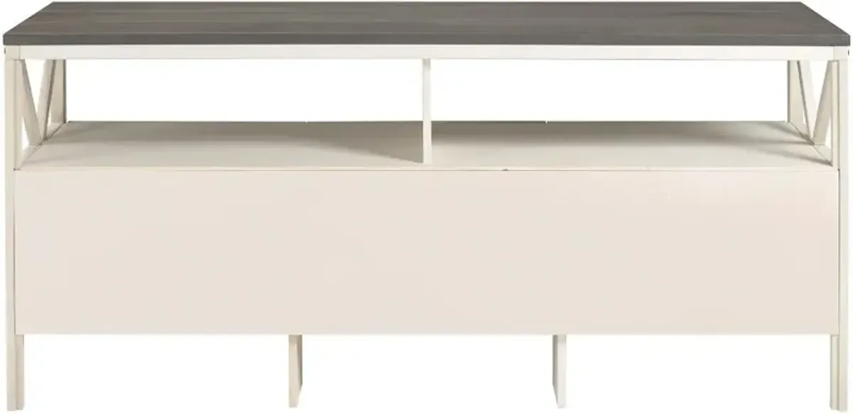 Natalee 60" Distressed White & Gray 3-Drawer TV Stand