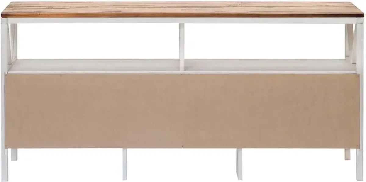 Natalee 60" Distressed White & Oak 3-Drawer TV Stand