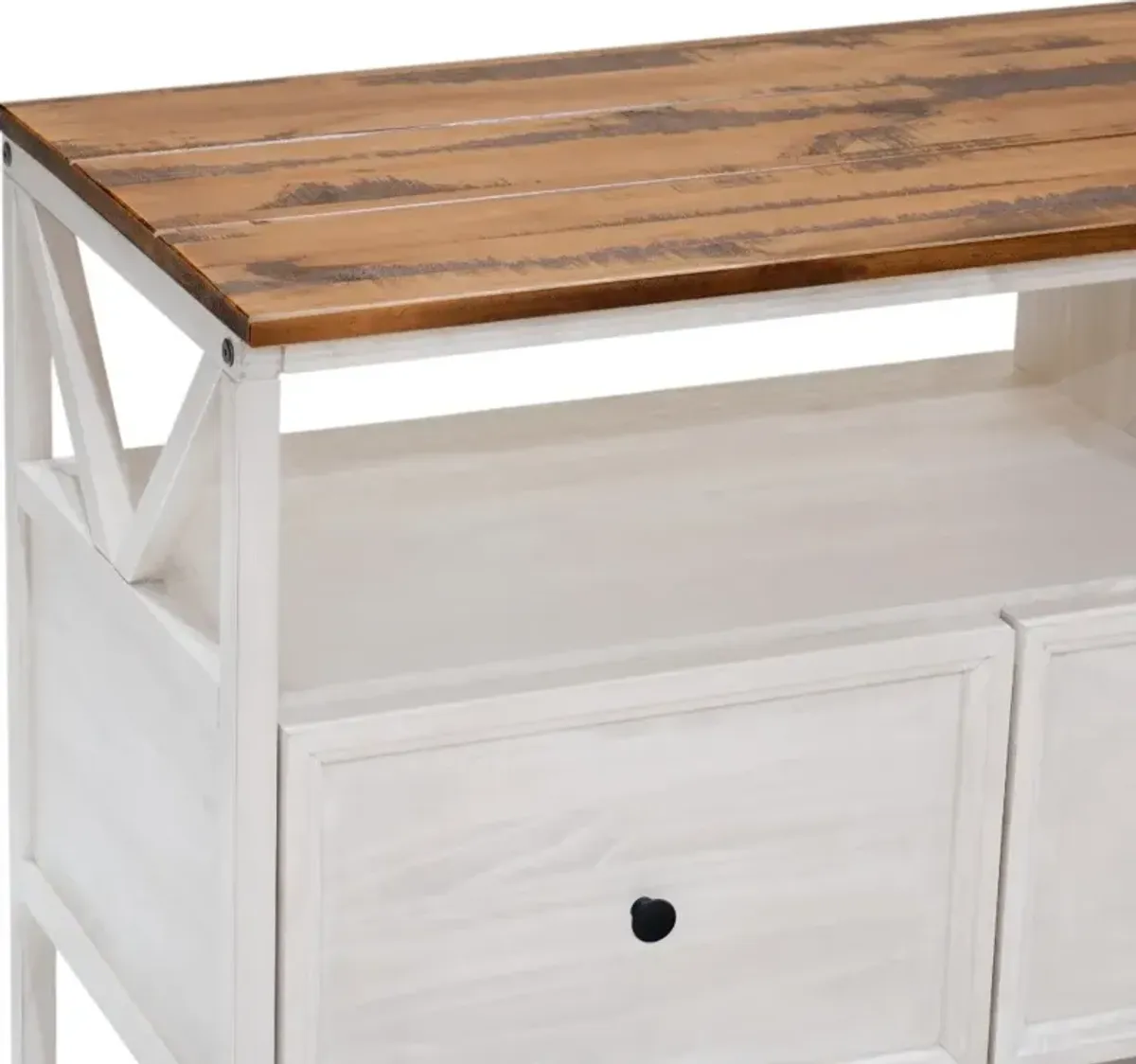 Natalee 60" Distressed White & Oak 3-Drawer TV Stand